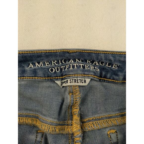 Womens American Eagle Outfitters Hi Rise Jeggings Size 6 Distressed Raw Hem Blue - Picture 9 of 12